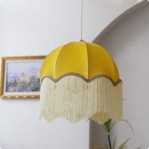 Lampe suspendue vintage classique en tissu à franges, style bohème, pour projets hôteliers - Product Image 5