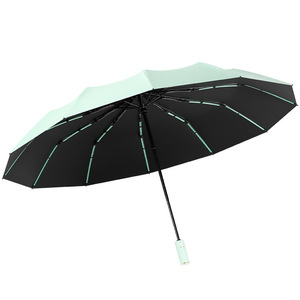 <span class=keywords><strong>Parapluie</strong></span> de Pluie Automatique Pliant Personnalisé à Trois Volets, Couleur Unie, Protection UV, Revêtement Noir, pour Hommes - Product Image 5