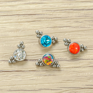 Titan G23 xuyên trong nội bộ ren 6 quả bóng cụm Opal bezel Set Top threadless labret nhẫn trang sức cho món quà cưới - Product Image 2