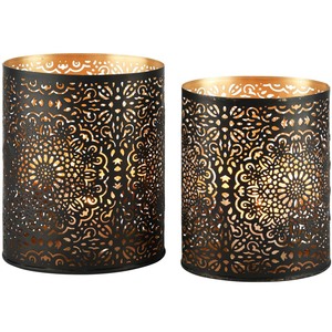 Portavelas de Hierro con Recubrimiento de Polvo Negro de la Mejor Calidad, con Patrón de Mandala, para Decoración de Mesa con Velas de Té, Uso en Interiores y Exteriores - Product Image 2