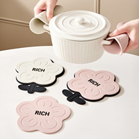 Ensemble de dessous de plat et de sous-verre isolants doux Rich Flower Pot Mat, pour casseroles et tasses, anti-brûlure, pour cuisine et table à manger