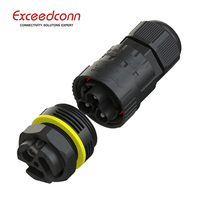 Conector Eléctrico de Cableado Redondo Macho IP68 de 3 Pines y 450V CA con Abrazadera de Tornillo, PA66 30%GF, Dieléctrico de 2500V para Conexiones de Alimentación de Iluminación