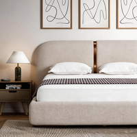 EVERGO Modernes Schwebendes Wolken-Rundbett mit Metallgestell und Stoffbezug in King Size, Doppelbett oder Queen Size mit Holzrahmen