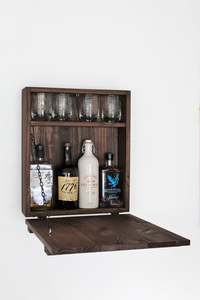 Jujijunji — Mini porte de <span class=keywords><strong>grange</strong></span> en bois, <span class=keywords><strong>Bar</strong></span> à whisky, liqueur, personnalisé mur suspendu, boîte-cadeau pour le <span class=keywords><strong>vin</strong></span> - Product Image 4
