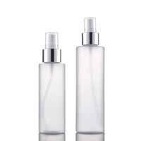 Botella de Spray de Plástico PET Esmerilado de 100 ml y 200 ml, con Cuello Plateado Brillante, Hombro Plano, Recargable, para Cosméticos