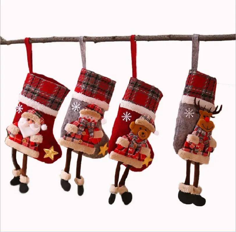 2022 Hot sale Christmas Sock Candy Gift Bags Xmas Tree Ornaments Christmas Stocking in bulk for Christmas Decoration Supplies