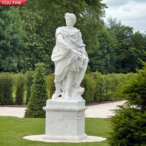 YOUFINE, escultura clásica blanca de tamaño real de cuerpo completo de mármol César, estatua de <span class=keywords><strong>emperador</strong></span> <span class=keywords><strong>romano</strong></span> antiguo para decoración de césped al aire libre - Product Image 4