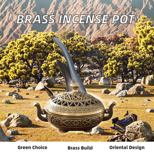 Quemador de incienso tradicional de latón con tapa, quemador de incienso de latón premium para uso en templos, quemador de incienso decorativo de latón para el hogar - Product Image 6