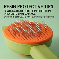 Brosse démêlante SHIYUAN en acier inoxydable pour chats et chiens, peigne à picots souples, outil de toilettage pour animaux, auto-nettoyant, pour une élimination facile des poils.