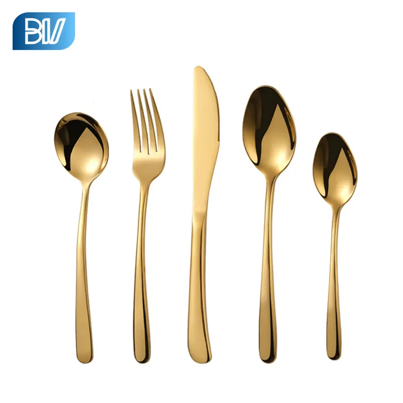 High Quality Polished Luxury Restaurant Set Cutlery 18/10 Stainless Steel Wedding Royal Plated Gold Flatware