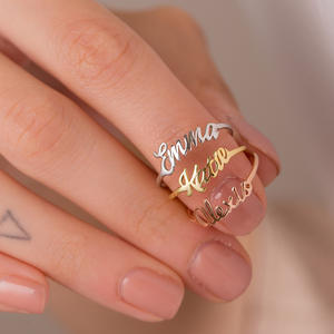 Ensemble de bagues personnalisées en acier inoxydable avec lettres anglaises, bijoux tendance pour hommes et femmes - Product Image 1