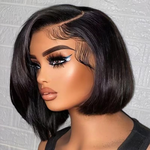 Parrucche Glueless con Capelli Remy Brasiliani Lisci Corti <span class=keywords><strong>Bob</strong></span>, Densità 250%, Frontale in Pizzo HD 13x4/13x6 per <span class=keywords><strong>Donna</strong></span> - Product Image 1