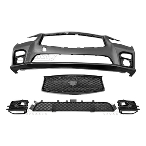 HS nouveau couvercle de <span class=keywords><strong>pare</strong></span>-chocs avant de voiture calandre supérieure calandre inférieure couvercle de lampe antibrouillard Kits de carrosserie automatique pour Infiniti Q50 Q50s 2014 2015 2016 2017 - Product Image 2