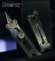 Couteau utilitaire miniature MecArmy EK12 argenté, porte-clés, lame réglable en acier inoxydable TC4 titane, outil de survie portable EDC