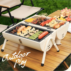 Barbecue coréen portable pliable pour l'extérieur, four circulaire, grills à charbon de <span class=keywords><strong>bois</strong></span> pour le <span class=keywords><strong>camping</strong></span> avec poêle antiadhésive en métal, prêt pour la <span class=keywords><strong>plage</strong></span> - Product Image 3