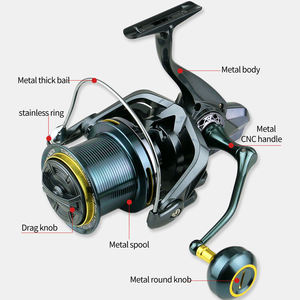 Agua salada 8000 10000 12000 14000 10 + 1BB 30KG Max <span class=keywords><strong>Drag</strong></span> chino Surf pesca carretes cuerpo de Metal agua salada Spinning Surf carrete para el mar - Product Image 4