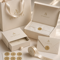 Distributeur de bijoux, ensemble d'emballage de luxe personnalisé avec ruban en satin, boîte cadeau rigide