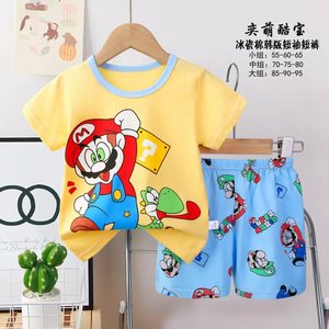 Ensemble de pyjama personnalisé pour garçons 2026, imprimé dessin animé, pyjama d'été à manches courtes, motifs <span class=keywords><strong>animaux</strong></span> mignons en gros - Product Image 3