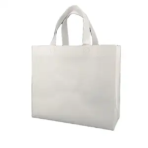 White gift bags wholesale packaging die cut handle bag with no logo reusable pp laminated non woven tote bag