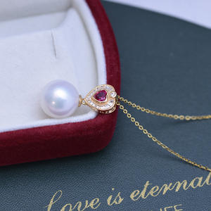 Colgante de Perla Redonda Blanca de Agua Dulce de 11-12 mm para Mujer, Plata S925, Cadena Cubana Gruesa y Simple, Fuerte Brillo, Ligeras Imperfecciones - Product Image 3