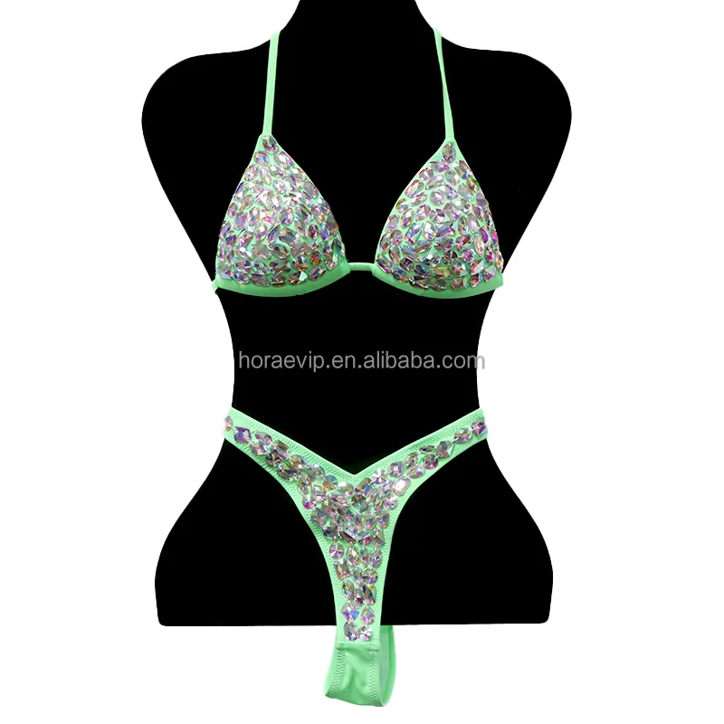 B100 New arrivals đồ bơi sang trọng phụ nữ tam giác thong bikini áo tắm pha lê Rhinestone Áo Tắm