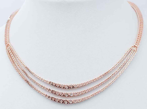 Collar de tenis de plata 925 con moissanita, diseño de 3 líneas, chapado en rodio o oro, elegante, para boda, compromiso, fiesta, regalo, estilo joyería - Product Image 5