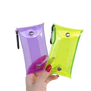 새로운 투명 PVC 키 지갑 케이스 체인 링 파우치 자동차 키 체인 가정부 여성 동전 가방 미니 립스틱 스토리지 가방