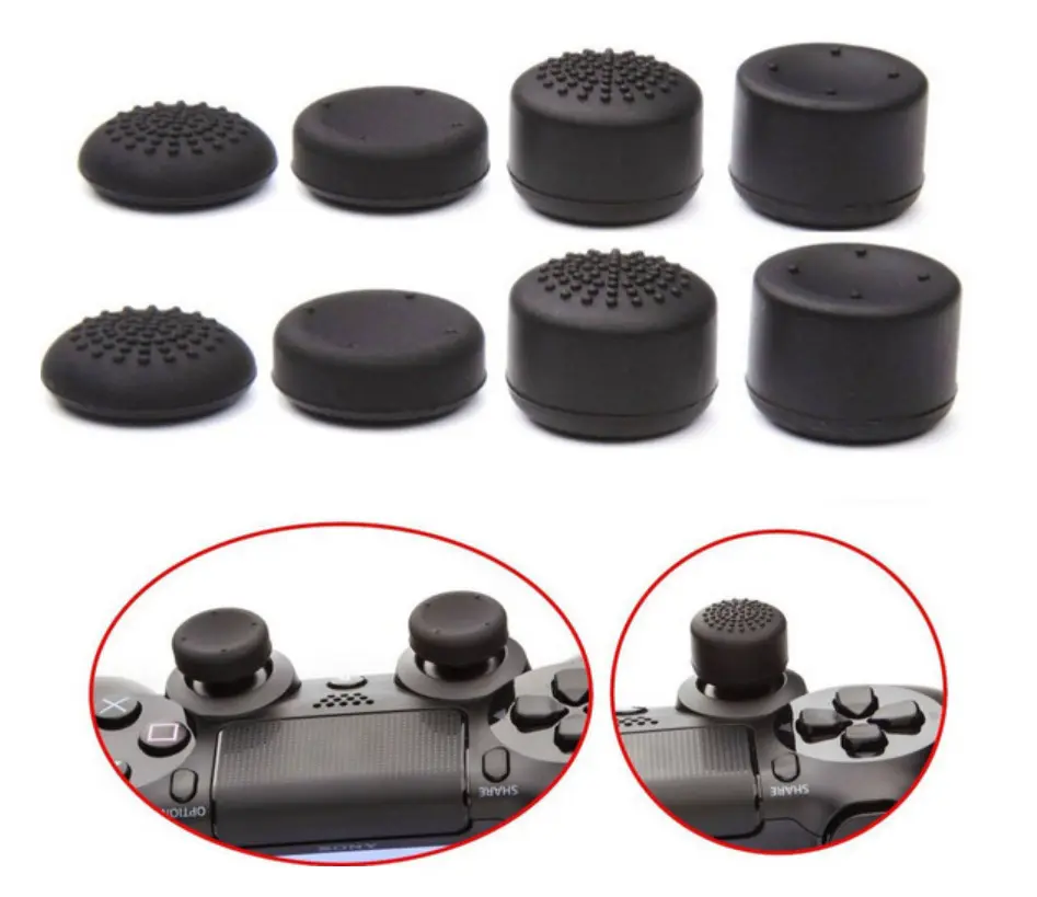 Empuñaduras de palo analógico, cubiertas para PS 5/4/3/2 Xbox One/Slim Controller, las mejores empuñaduras para videojuegos, negro (8 paquetes)