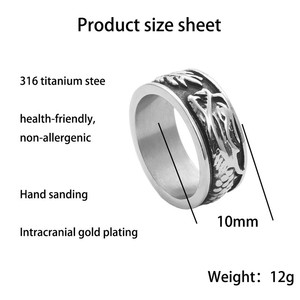 European Style <b>Titanium</b> Steel Dragon <b>Ring</b> Men's Punk Animal Design Silver Color Jewelry Gift 26090 - Product Image 5