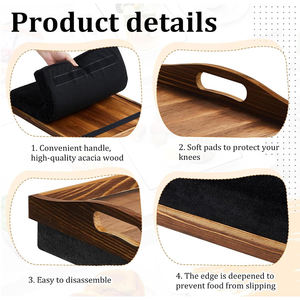 Plateau de service pour le petit-déjeuner en bois d'acacia de qualité supérieure avec base en mousse antidérapante, plateau de <span class=keywords><strong>lit</strong></span> en bois d'acacia durable avec coussin antidérapant - Product Image 3