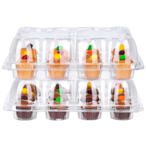 12 Hole Cupcake Container Eco-friendly Good Seal Performance PET High Dome Cupcake Carrier Boxes