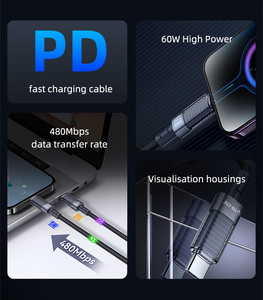 PD 60W 20V3A Cable Kabel Braided Type c to c Cable Smart Mobile Device Fast <strong>Charging</strong> Phone Charger <strong>Leads</strong> - Product Image 4