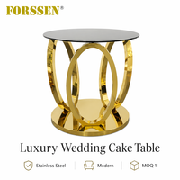Mesa de Pastel Ovalada Escultural de Lujo Moderna, de Acero Inoxidable Dorado con Cubierta de Vidrio Templado, para Bodas, Hoteles, Cenas y Eventos al Aire Libre