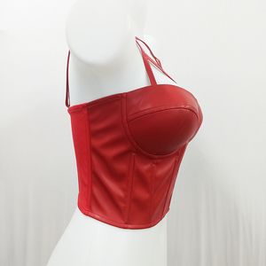 OEM/ODM Corset <span class=keywords><strong>bustier</strong></span> à bretelles en PU de haute qualité pour <span class=keywords><strong>femme</strong></span>, Crop top <span class=keywords><strong>bustier</strong></span> sexy en cuir PU, Camisole moulante décolletée - Product Image 5