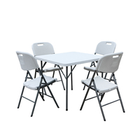 Vente en gros 80cm Table pliante carrée en plastique Table d'appoint Table d'extérieur pour jardin et terrasse