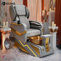 Sillón de Pedicura Eléctrico Profesional de Lujo con Masaje, Bomba de Drenaje y Luces de Colores para Salón de Uñas
