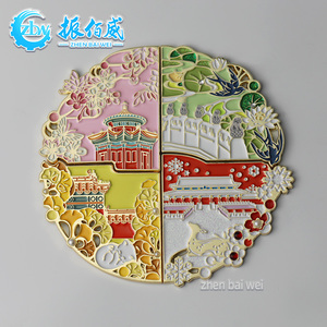 Ciudad Prohibida Four Seasons Splicing 3D Esmalte suave Pegatinas magnéticas para refrigerador Pegatinas de refrigerador de metal personalizadas - Product Image 2
