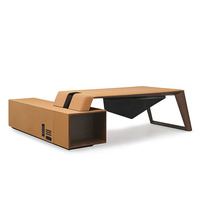 Moderni mobili da ufficio di lusso in pelle impiallacciatura MDF a forma di L Desk Manager CEO capo tavolo Executive scrivania da ufficio
