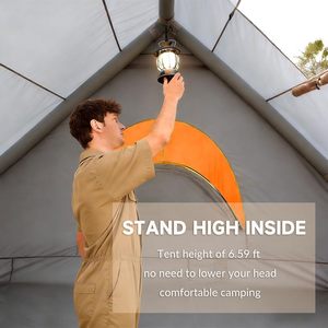 Tente Gonflable Portable Facile à Monter avec Pompe Manuelle pour 2-4 Personnes, <span class=keywords><strong>Camping</strong></span>, Fenêtre Panoramique, Imperméable, Tissu Oxford, Glamping, Prise de Poêle - Product Image 6