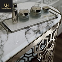 Table de console en marbre naturel, design italien moderne, en acier inoxydable, table de luxe, meubles de maison