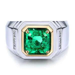 Anelli da uomo certificati con smeraldo sviluppato da laboratorio anelli personalizzati anelli gioielli per uomo taglie da 7 a 14