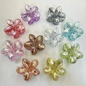 Haaraccessoires voor meisjes, grote Hawaiiaanse bloemenklem van 8 cm, plastic klauwclip, frangipani/plumeria bloem haarclip - Product Image 1