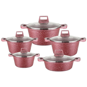 Set di pentole da 10 pezzi Set di pentole per zuppa in metallo moderno Stock Pot <span class=keywords><strong>20</strong></span> <span class=keywords><strong>Cm</strong></span> in alluminio di alta qualità con vetro pressato in alluminio - Product Image 4