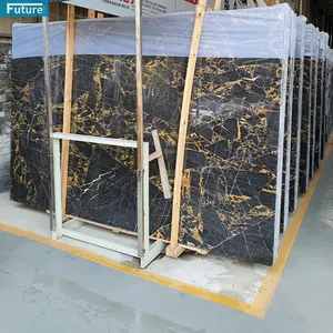 China Black Marble Slab With Golden Athens Marbles Black Marble Floor Slabs Wall Tiles