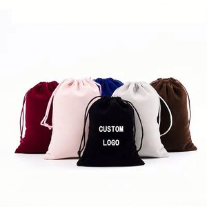 Sac cadeau en velours à cordon personnalisé pas cher avec logo pour emballage de bijoux - Product Image 1
