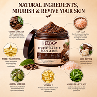 Gommage corporel au café et au sel de la mer Morte de qualité professionnelle avec étiquette personnalisée - 500g/2kg/5kg Exfoliant anti-âge, stimule la circulation, anti-cellulite