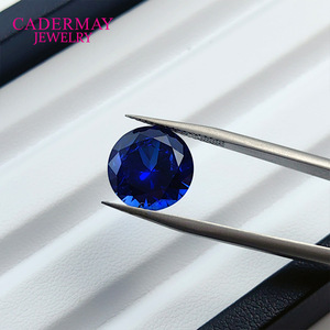 Cadermay Jewelry Round Blue Synthetic Sapphire Loose Gemstones For Jewelry Making 6mm 8mm 10mm 12mm - Product Image 3