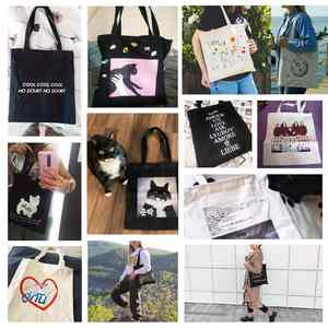 Bolsos de lona OEM para mujer con logotipo impreso personalizado, bolso de lona personalizado Diy, bolso de hombro de compras, bolso de lona resistente, liso en blanco - Product Image 3