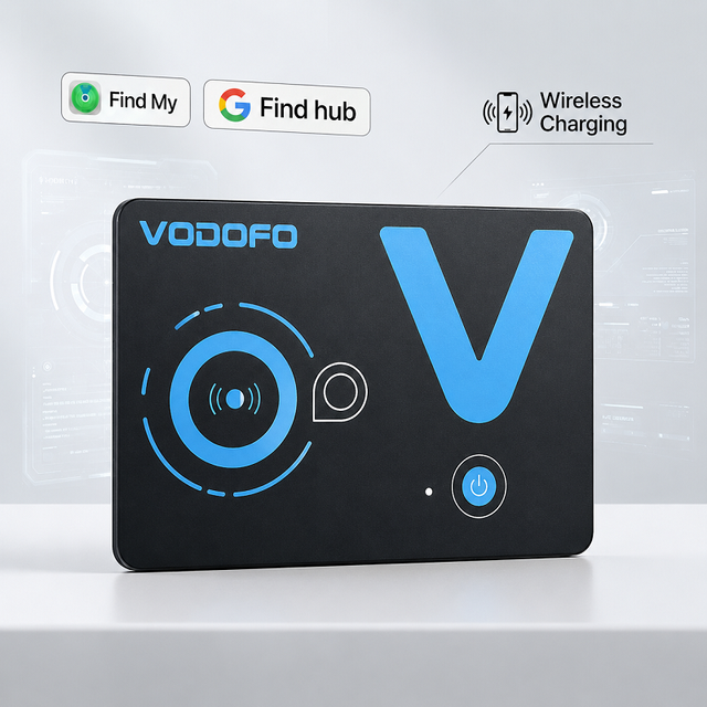 VODOFO VDF2026 Ultra Thin Bluetooth Tracker Card Apple Find My Google Find Hub Compatible Wallet Finder GPS TRACKER
