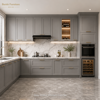 Meubles de cuisine modulaires en MDF avec panneaux mélaminés et évier en acier inoxydable pour projets d'appartements et de villas – Approvisionnement direct usine